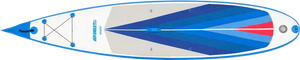 Blue and white Sea Eagle NeedleNose 126 inflatable paddleboard with Electric Pattern Diamond Deck Pad.