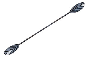 Sea Eagle PADDLEAB40 7'9" 4-part kayak paddle with black and white striped fiberglass reinforced blades and an aluminum shaft.