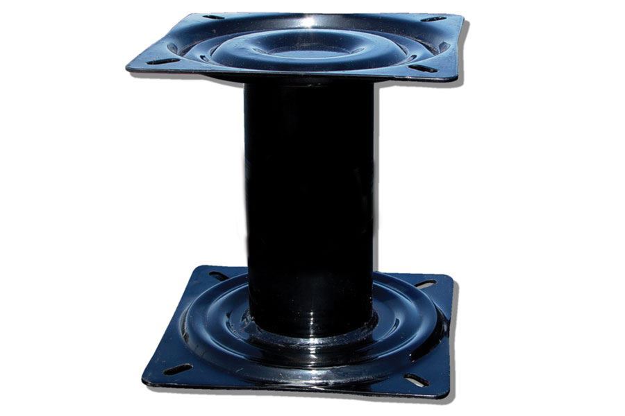 Black 7" Sea Eagle pedestal for swivel boat seats, with square mounting plates.