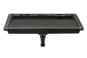 Black plastic Scotty Bait Board with a universal post base, featuring lure and accessory slots.