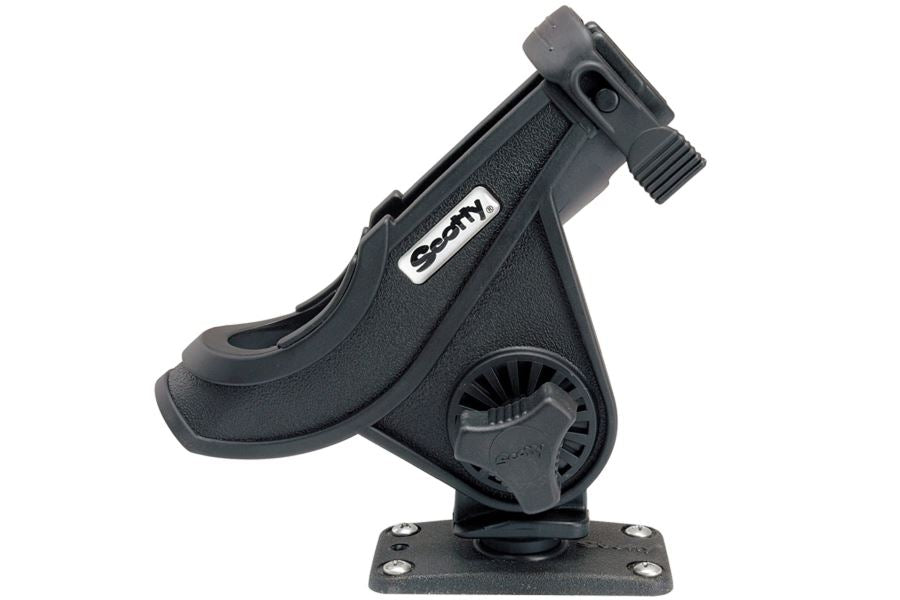 Black Scotty BaitCaster Rod Holder with flush mount, adjustable, fiber reinforced nylon.