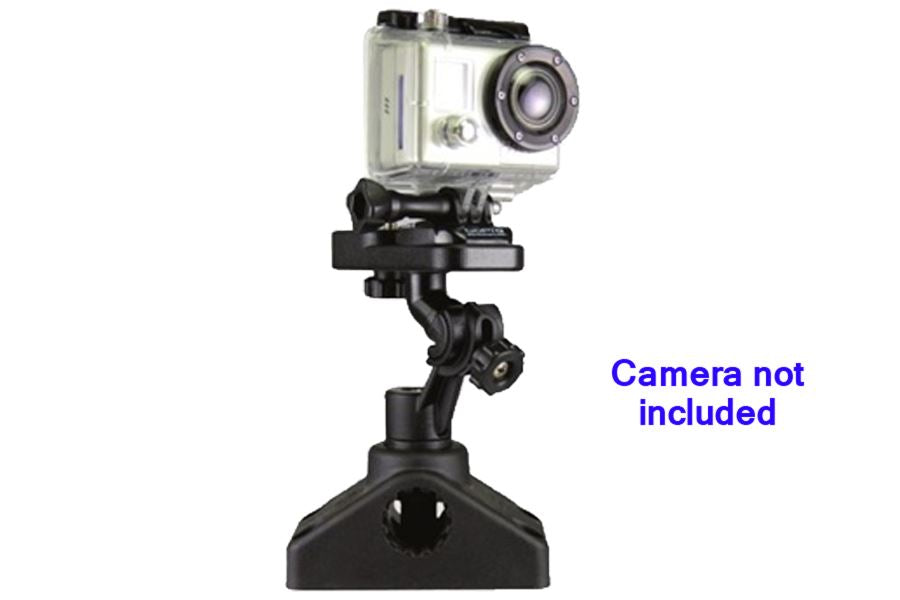 Black Scotty Camera Mounting Post with adjustable arm and universal camera screw mount.