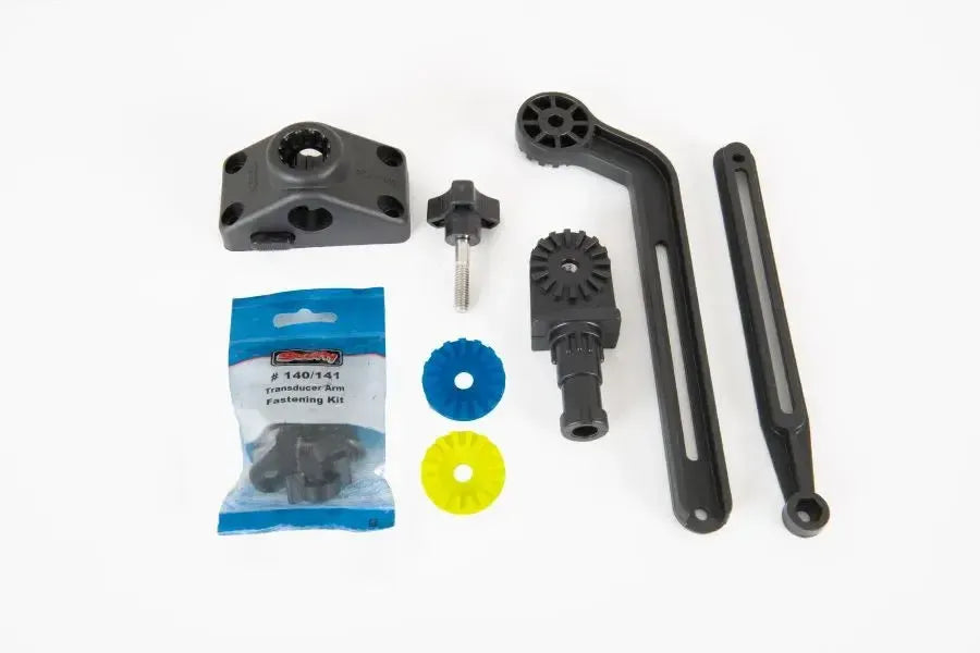 Black Scotty Transducer Mount, a telescoping composite arm with a 360-degree swivel and mounting post.