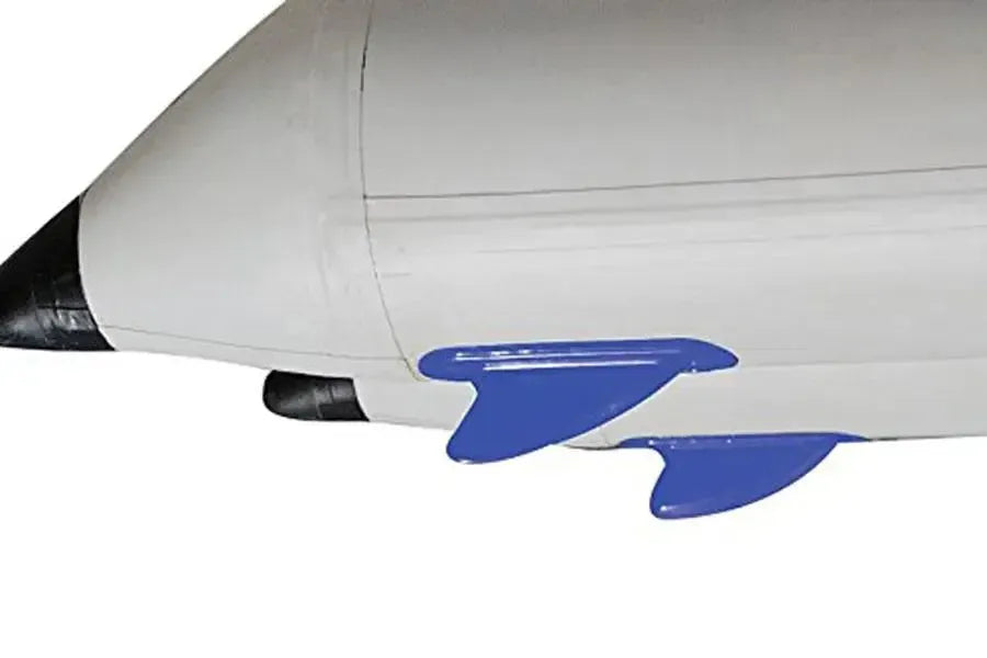 Two blue molded Sea Eagle skegs with two tubes of glue for kayaks and PaddleSkis.