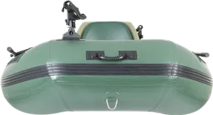 Hunter green Sea Eagle Stealth Stalker 10 inflatable fishing boat with rod holders and handles.