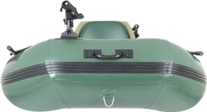Hunter green Sea Eagle Stealth Stalker 10 inflatable fishing boat with rod holders and handles.