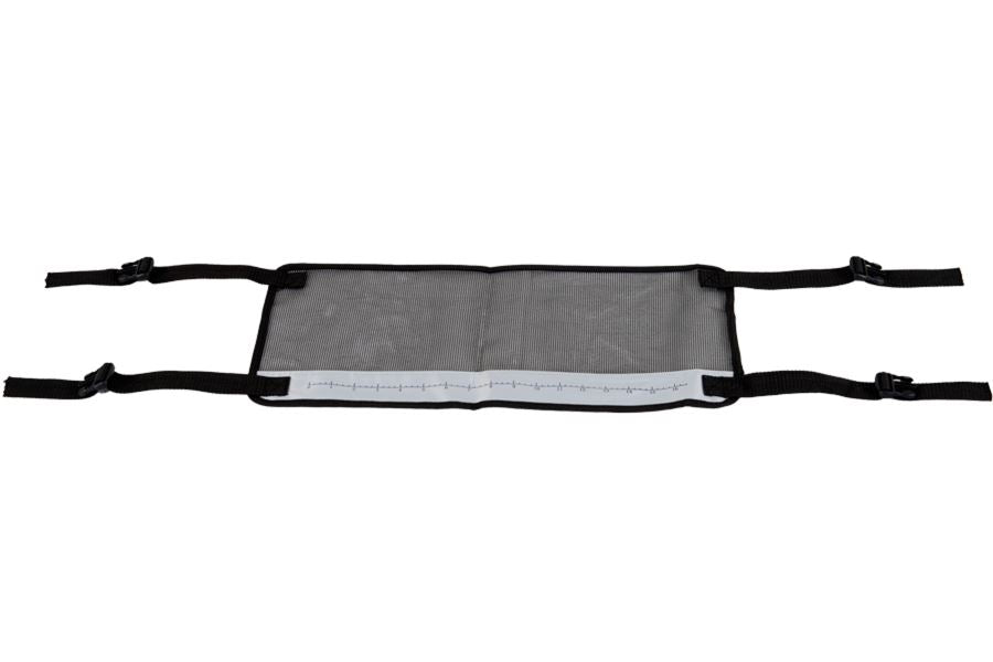 Black mesh Sea Eagle Stripping Apron with quick-release clips and a white fish measuring ruler.