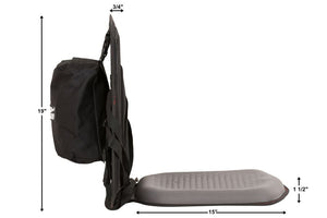 Black Sea Eagle Tall Back Kayak Seat with gray thermal molded foam, storage bag, and 19" high backrest.