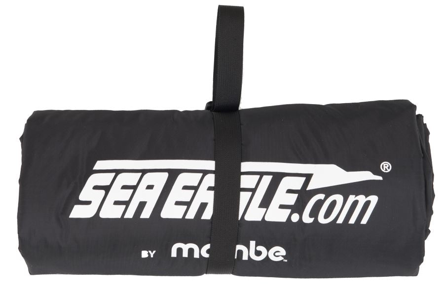 Black Sea Eagle waterproof kayak blanket rolled up with strap and logo.