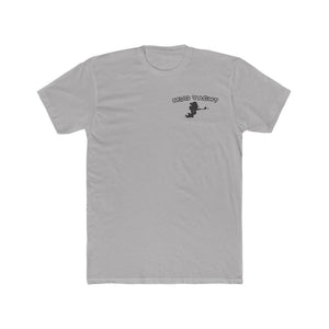 Light gray premium fit cotton t-shirt with a black "Mud Yacht" logo and boat graphic on the left chest.