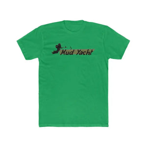 Green premium fit short sleeve t-shirt with "Mud Yacht" graphic and boat design.
