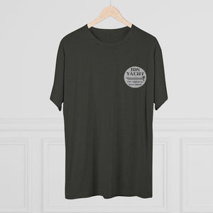 Dark gray tri-blend tee with "Jon Yacht The Original Bass Boat" logo on the left chest.