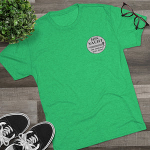 Green tri-blend regular fit t-shirt with "Jon Yacht The Original Bass Boat" logo.