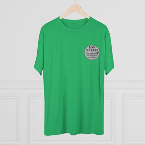 Green tri-blend regular fit tee with "Jon Yacht The Original Bass Boat" logo on left chest.