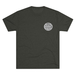 Dark gray tri-blend regular fit t-shirt with "Jon Yacht The Original Bass Boat" logo.