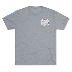 Light gray "The Original Flats Skiff" t-shirt with a dark circular logo on the left chest.