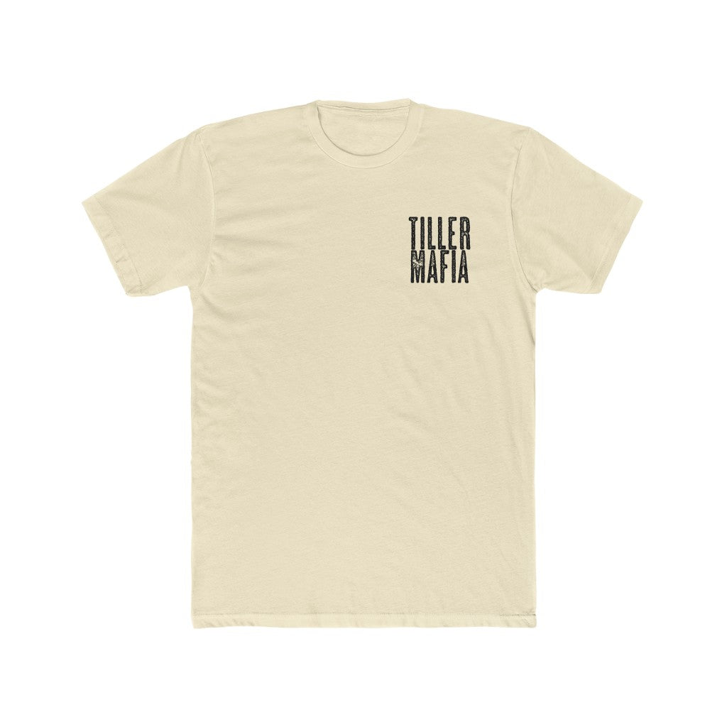 Light beige cotton Tiller Mafia Tee with black text logo on the left chest.