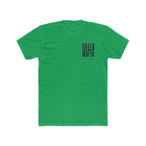 Green Tiller Mafia Tee with black text logo on left chest, premium soft cotton.