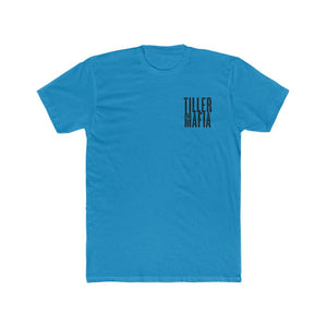 Blue Tiller Mafia Tee with black text on the left chest, premium fit, soft cotton.