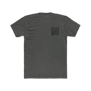 Charcoal gray Tiller Mafia Tee with black text logo on the left chest, premium fit, soft cotton.