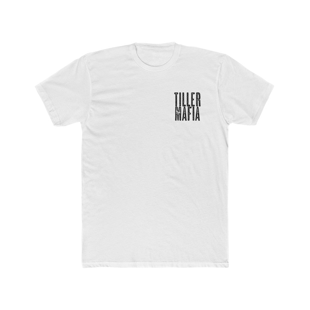White premium fit Tiller Mafia Tee with black text on soft cotton fabric.