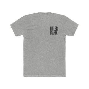 Gray premium fit Tiller Mafia Tee with black text on the left chest.