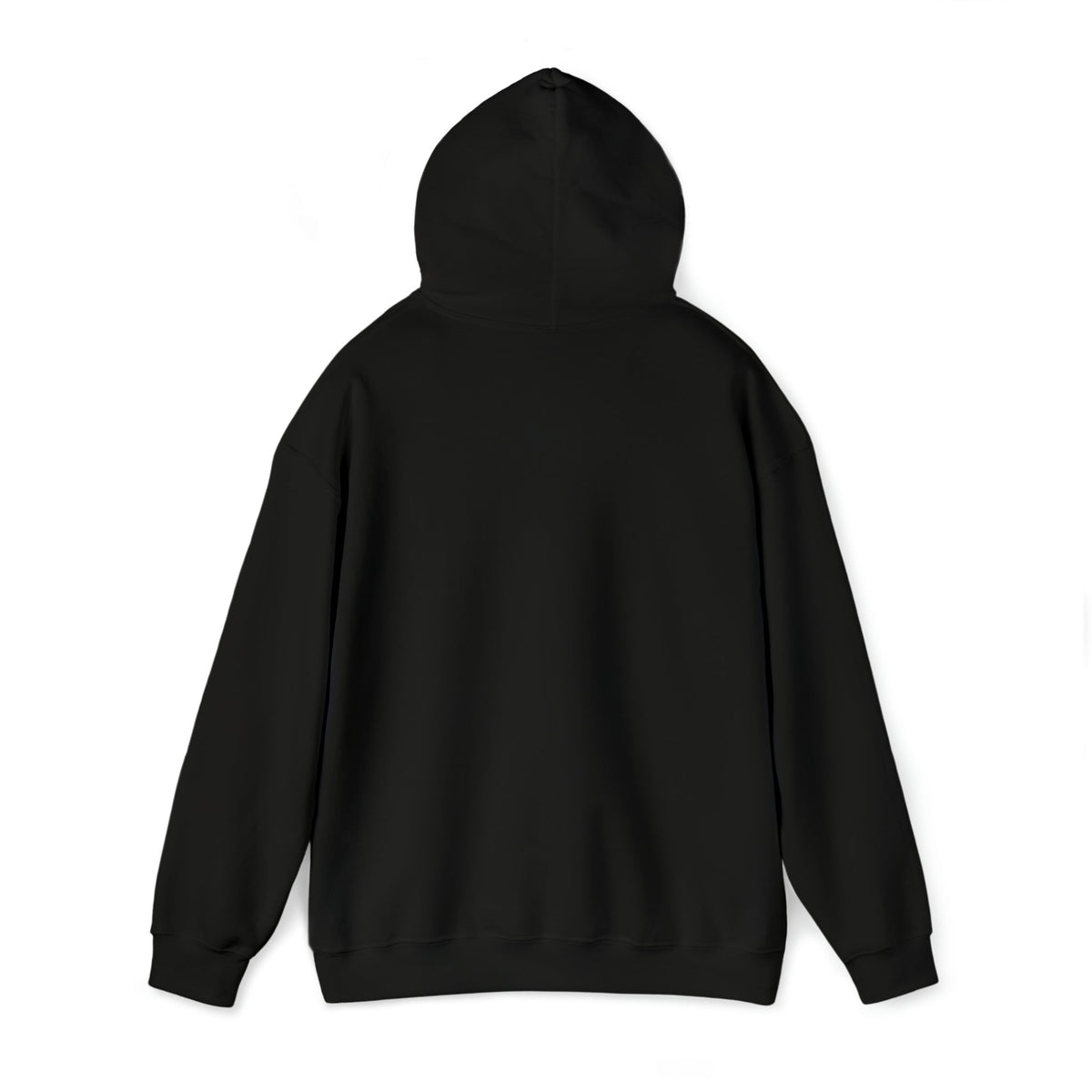 Black Tiller Time Hoodie, classic fit, heavy blend cotton-polyester, shown from the back.