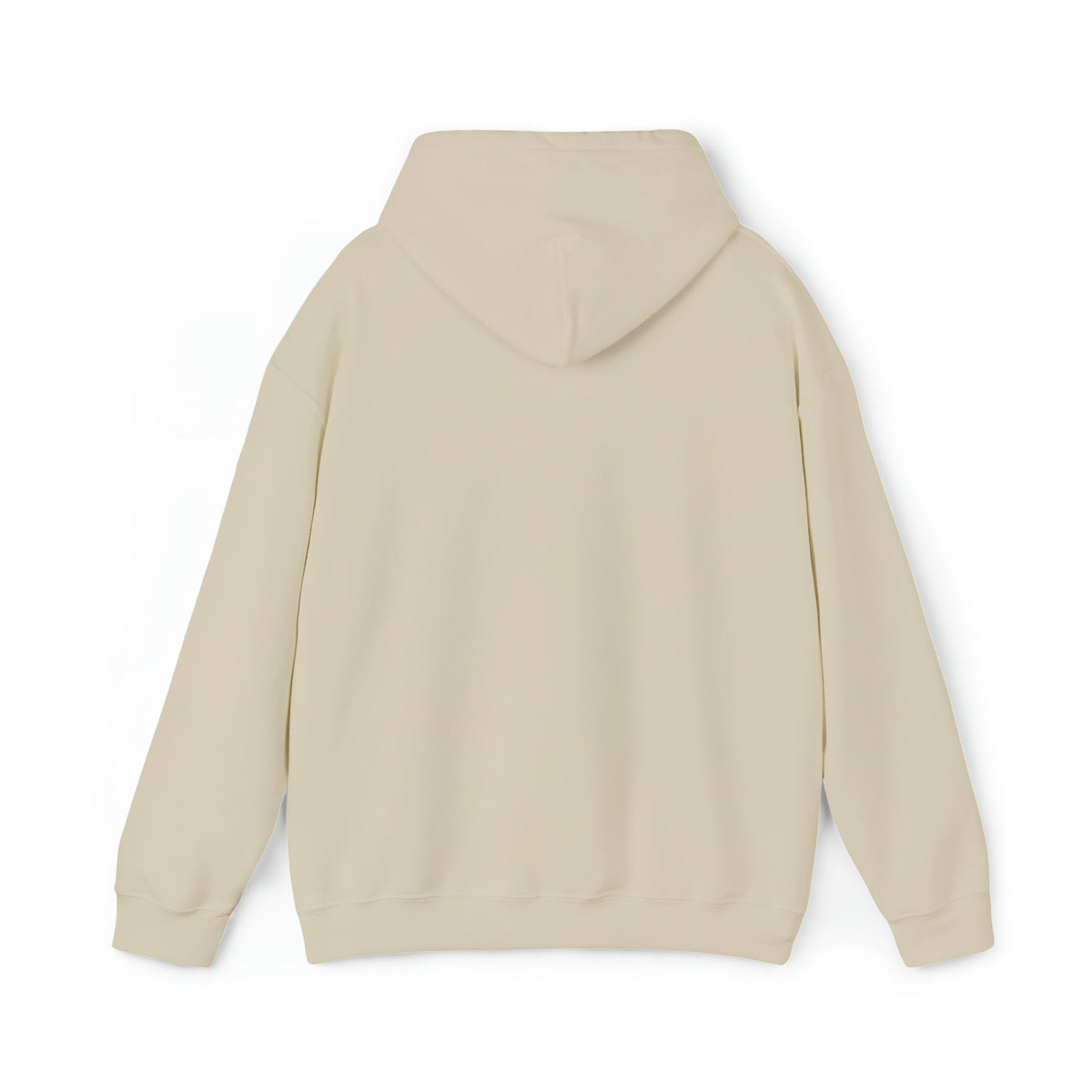 Back view of a plain beige Tiller Time Hoodie, a classic fit cotton-polyester hooded sweatshirt.