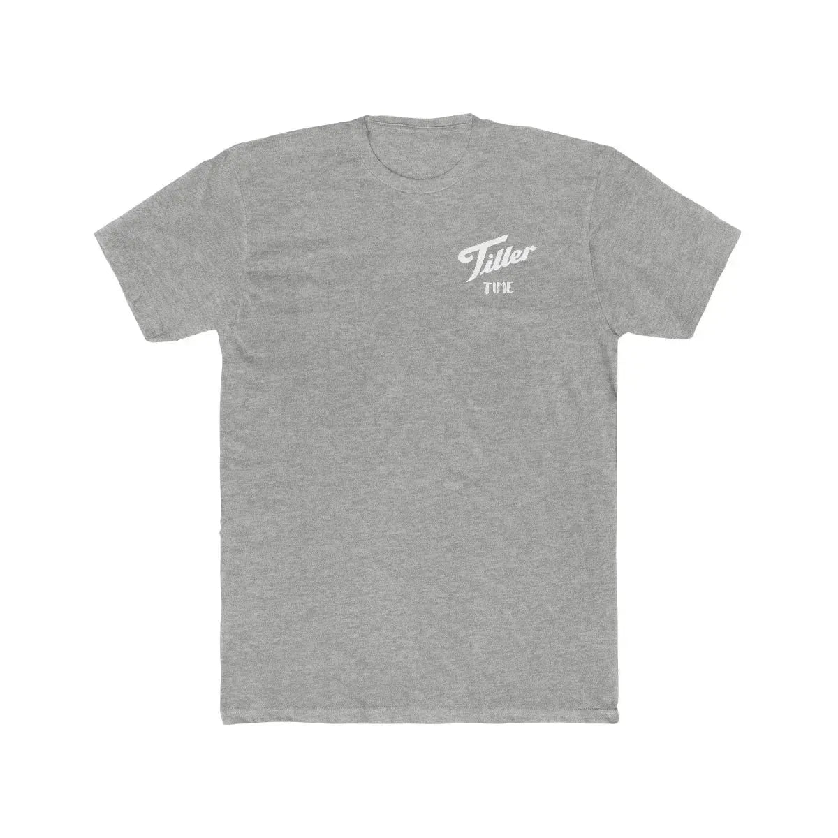Gray combed ring-spun cotton T-shirt with "Tiller Time" graphic in white on the chest.