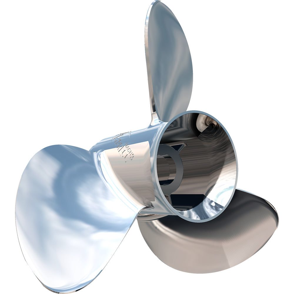 Turning Point Express Mach3 3-blade stainless steel boat propeller, 10.5" x 11 pitch, shiny silver finish.