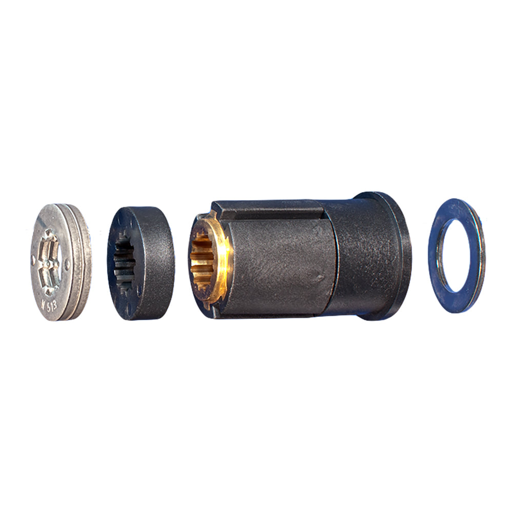 Turning Point Hub Kit #13 with black outer hub, brass splines, and silver metal components.