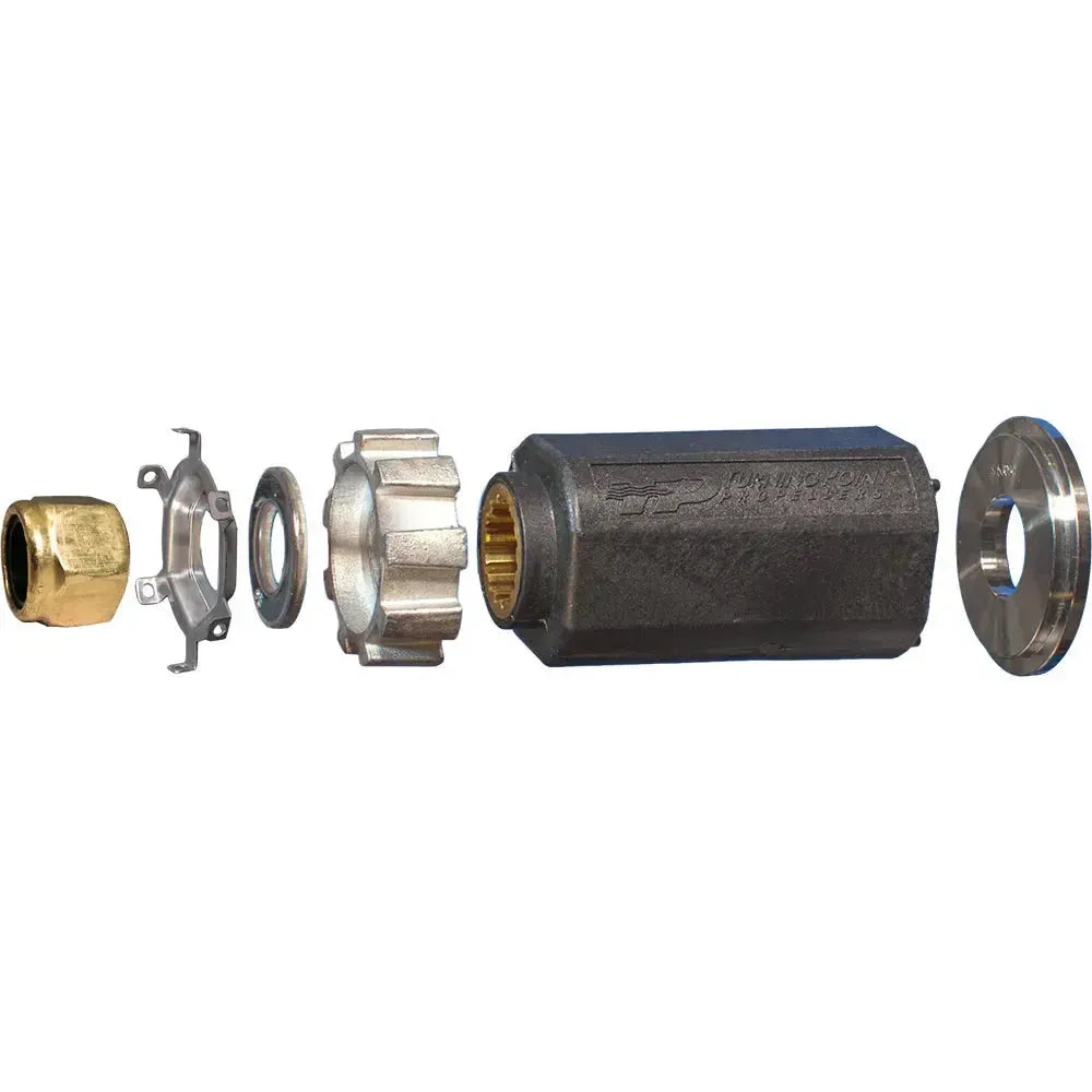 Turning Point Hub Kit #501 with brass splines and black outer hub, disassembled to show components.