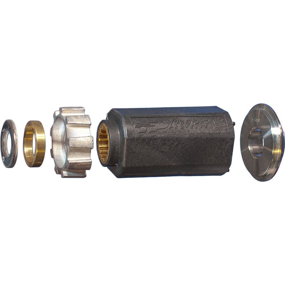 Turning Point Hub Kit #507 with black outer hub, brass splines, and silver metal components.