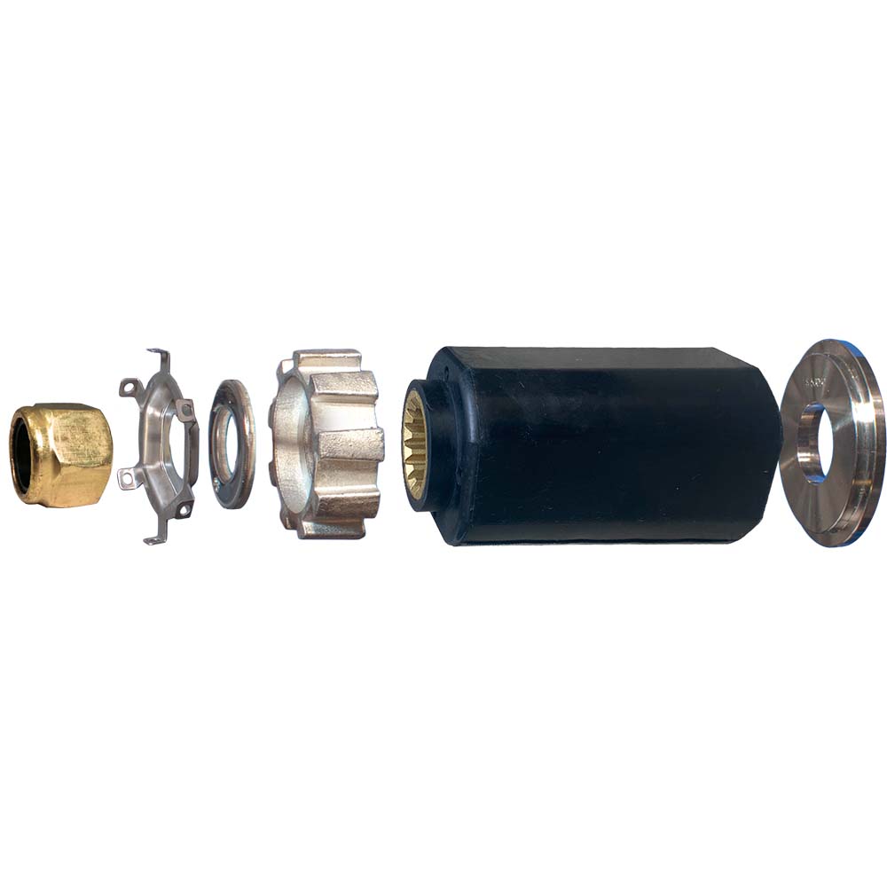 Turning Point Hub Kit #801F with black rubber hub, brass nut, and silver metal components.