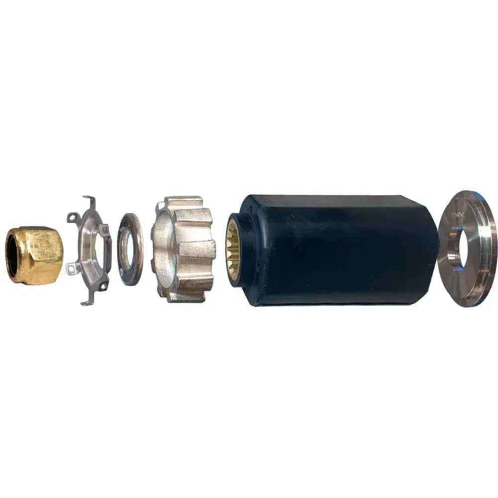 Turning Point Hub Kit #801F with black rubber hub, brass nut, and silver metal components.