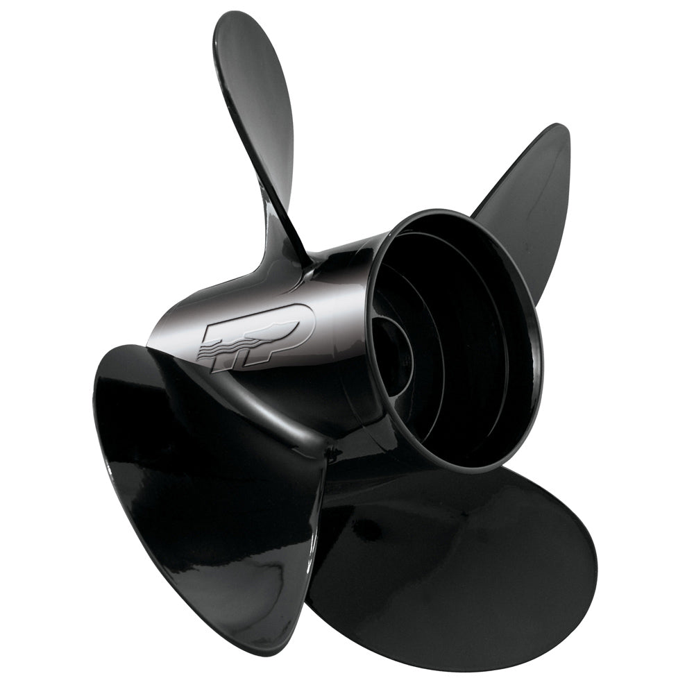 Black 4-blade aluminum Turning Point Hustler right-hand propeller, 14" x 19 pitch.