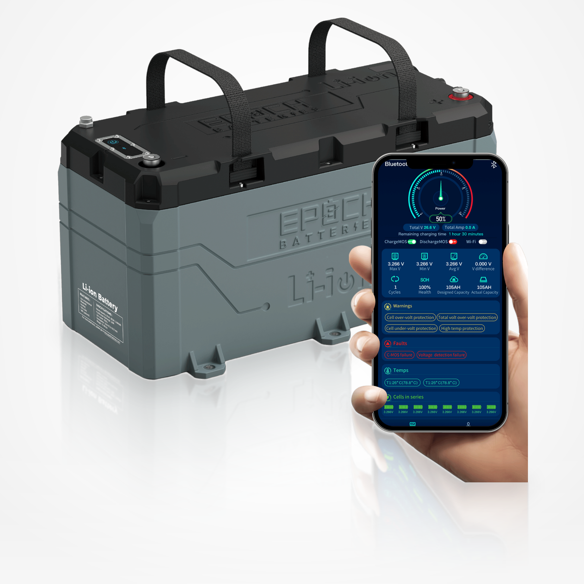 36V 100Ah LiFePO4 Lithium Battery (3.84kWh)