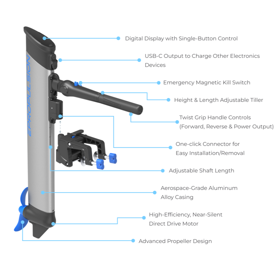 EPropulsion eLite 1.5hp 500W Electric Outboard Motor-1-Tiny Boat Nation