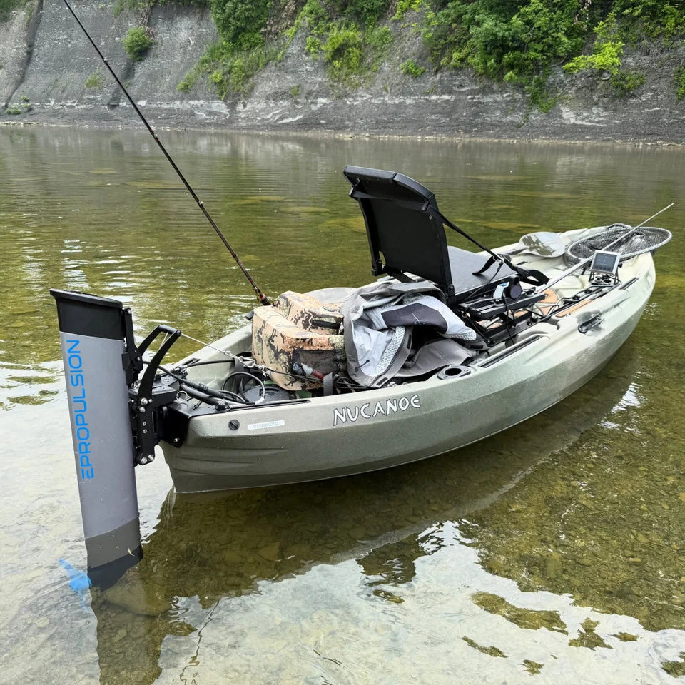 EPropulsion KLite Kayak Motor mounted on a NuCanoe Kayak