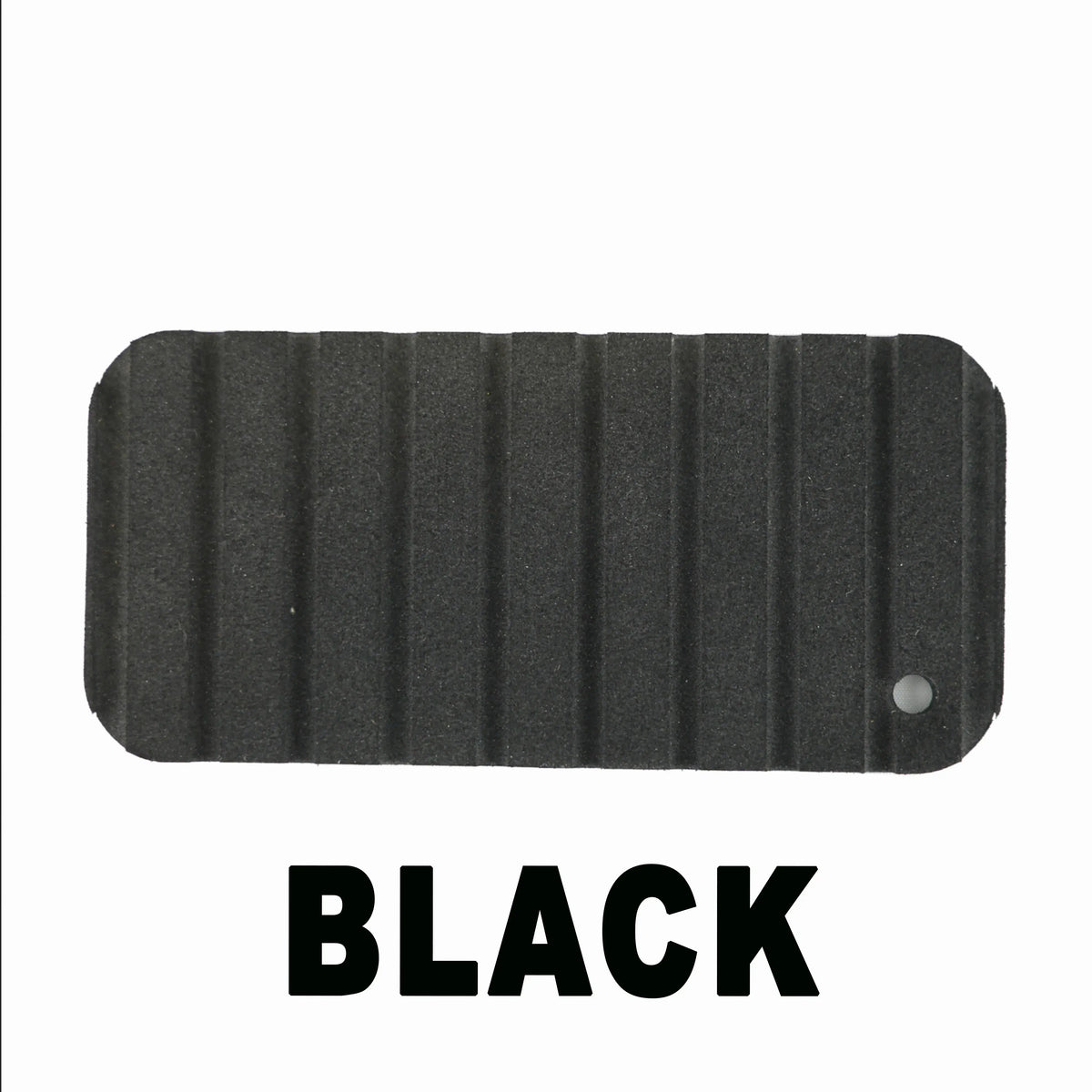 Black Hydro Turf Cut Groove EVA foam traction mat swatch with rounded corners.
