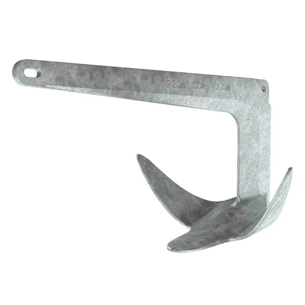 Lewmar 22lb galvanized steel Claw anchor with two pointed flukes and a flat shank.