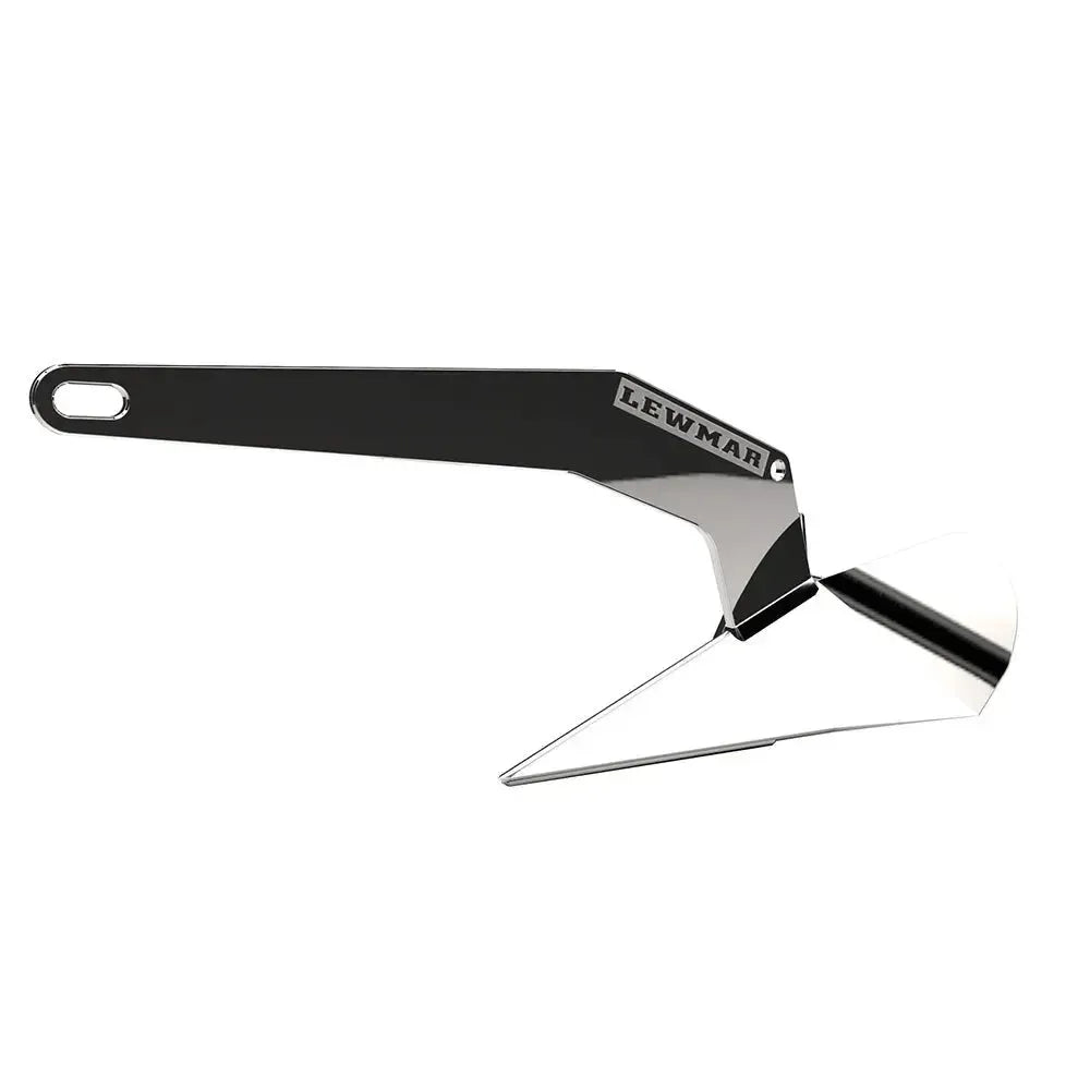 Lewmar DTX 13lb stainless steel anchor with polished finish and "LEWMAR" logo on the shank.
