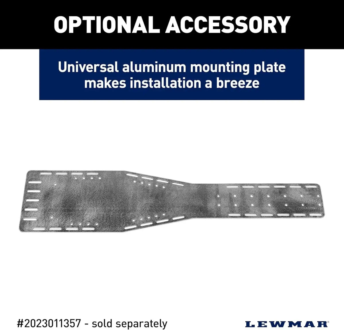 Universal textured gray aluminum mounting plate for Lewmar Venta pontoon anchor winch.