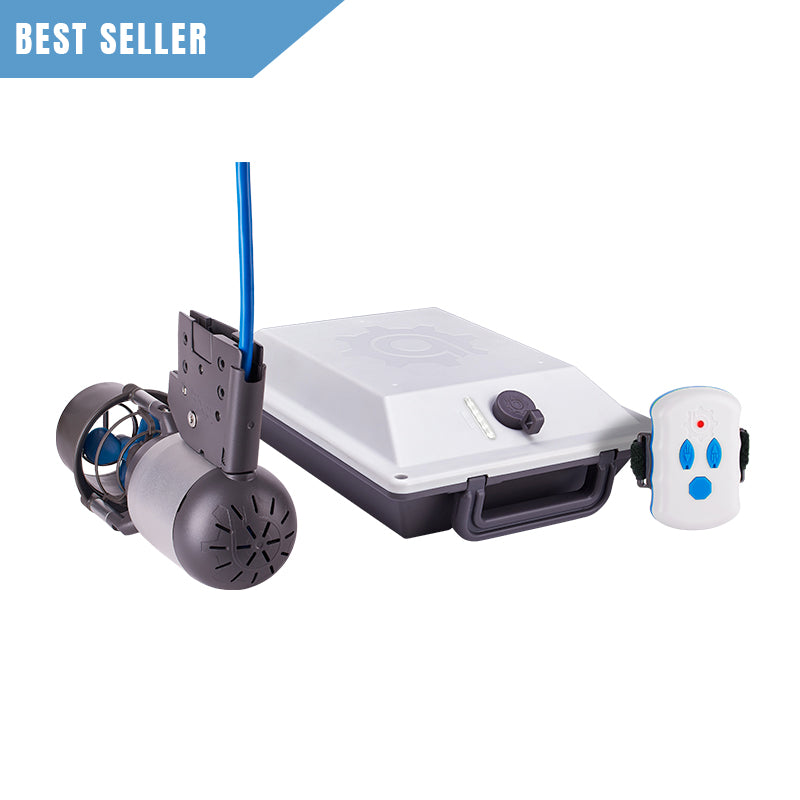 Fishing baitcasting robot with remote control on a white background, labeled as a best seller.