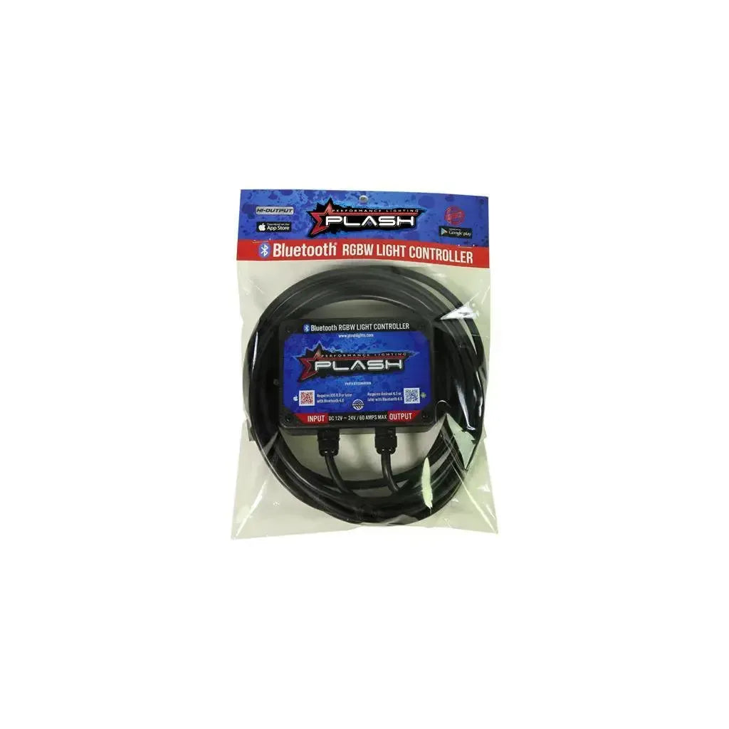 Plashlight Poquito RGBW Bluetooth light controller with wiring, packaged.