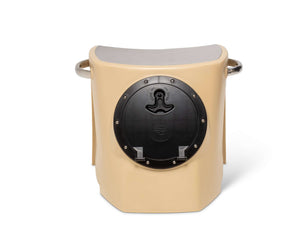 Black RPD 1019 rotationally molded polyethylene center console for Jon boat with stainless steel grab handle.
