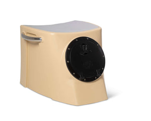 Black RPD 1019 rotationally molded polyethylene center console for Jon boat with stainless steel grab handle.