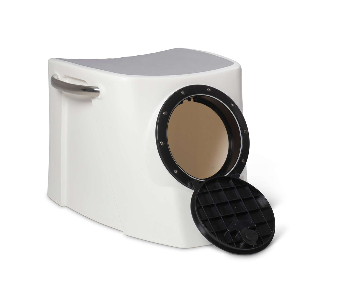 Black RPD 1019 rotationally molded polyethylene center console for Jon boat with stainless steel grab handle.
