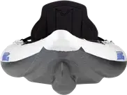 White and gray Sea Eagle 385ft FastTrack inflatable kayak with black seat and NeedleKnife keel.