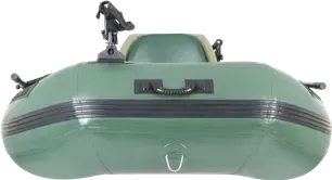 Hunter green Sea Eagle Stealth Stalker 10 inflatable fishing boat with rod holders and handles.